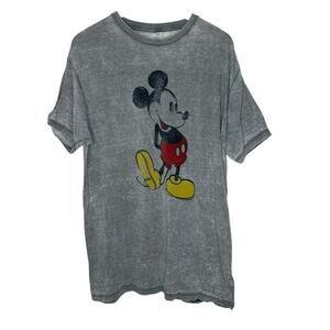 Disney Mickey Mouse T-Shirt XL Gray Vintage Style Soft Distressed Graphic Tee